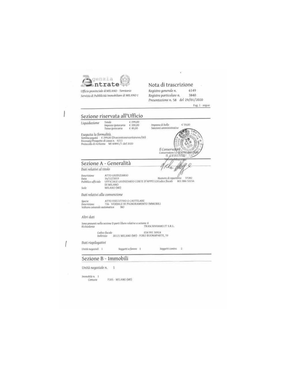 Trascrizione decreto di apertura della procedura di liquidazione del  patrimonio online